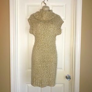 Beige and cream sweater dress.